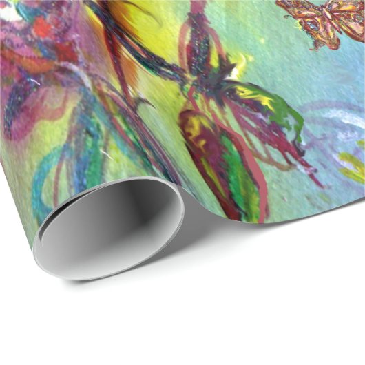 WHIMSISCHE STROMEN , KORFUL BUTTERFLIES IN NATUUR CADEAUPAPIER (Rol Hoek)