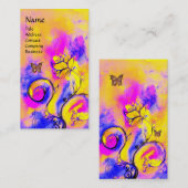WHIMSISCHE STROOM, GOUDE BUTTERFLES Gele roze Flor Visitekaartje (Voorkant / Achterkant)