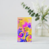 WHIMSISCHE STROOM, GOUDE BUTTERFLES Gele roze Flor Visitekaartje (Staand voorkant)