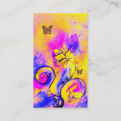WHIMSISCHE STROOM, GOUDE BUTTERFLES Gele roze Flor Visitekaartje (Achterkant)