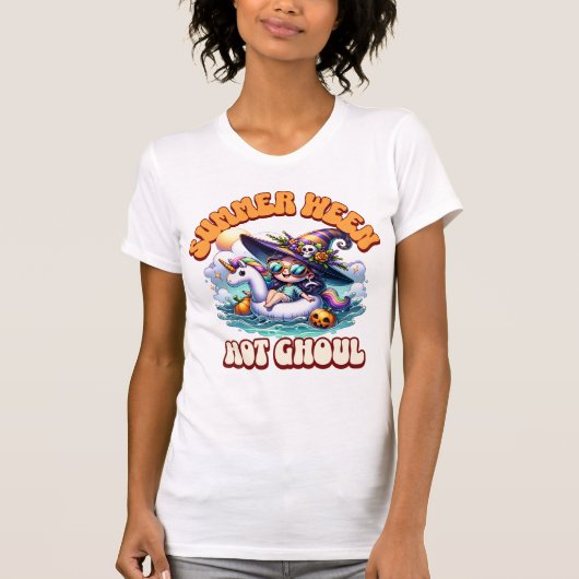 Whimsische Summerween Geest op Eenhoorn Vlot T-shirt (Voorkant)