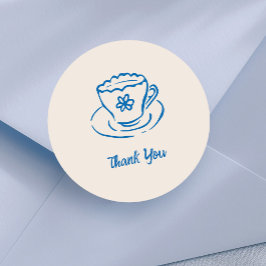 Whimsische Tekenhand Getekende Theekop Dank Je Ronde Sticker