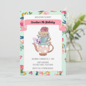 Whimsische Thee Partij Uitnodiging (Staand voorkant)
