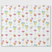 Whimsische Tropische Kleurrijke Cute Cocktaildrank Cadeaupapier (Vlak)