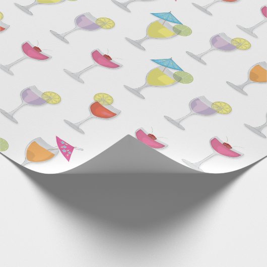 Whimsische Tropische Kleurrijke Cute Cocktaildrank Cadeaupapier (Hoek)