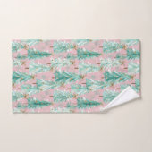 Whimsische turquoise kerstbomen op roze bad handdoek (Handdoek)