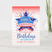 Whimsische verjaardag met vuurwerk op 4 juli kaart (Voorkant)