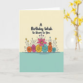 Whimsische Verjaardagsdoodlekaart Kaart (Gele Bloem)