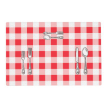 Whimsische vintage bestek rood geruit laminaat