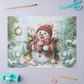 Whimsische Vintage Decoupage Kerstsneeuwman Tissuepapier (Craft)