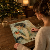 Whimsische Vintage Kerstelf met Roodborstje Legpuzzel