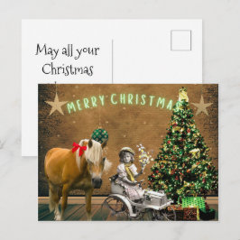 Whimsische Vintage Kerstwensen Ansichtkaart Feestdagenkaart