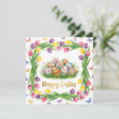 Whimsische vrolijke paasgroet kaart (Staand voorkant)