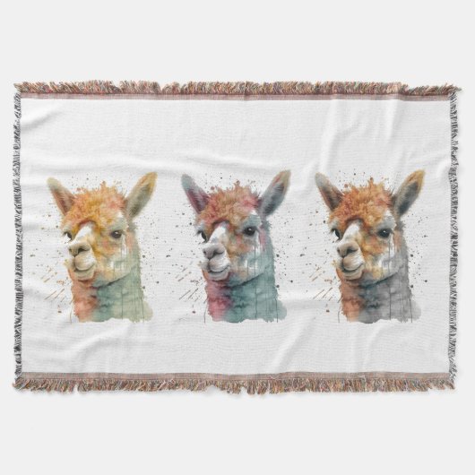 Whimsische Waterverf Alpaca's Deken (Voorkant)