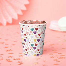 Whimsische Waterverf Harten & Gouden Glans Papieren Bekers
