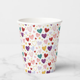 Whimsische Waterverf Harten & Gouden Glans Papieren Bekers