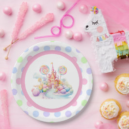 Whimsische Waterverf Pastel Candyland Verjaardag Papieren Bordje