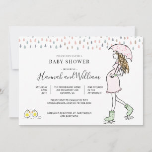 Whimsische Waterverf Regenachtige Dag Baby Borrel Kaart