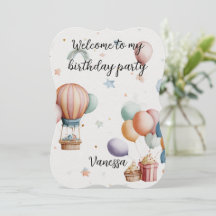 Whimsische "Welkom op Mijn Verjaardag" Kaart – Naa