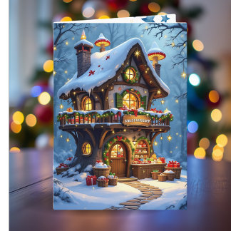 Whimsische werkplaats van de Kerstman Gepersonalis Feestdagen Kaart