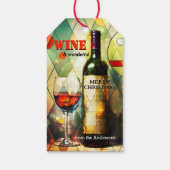 Whimsische wijnkunst vrolijk kerstfeest cadeaulabel (Achterkant)