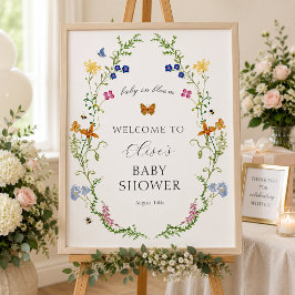 Whimsische Wildbloem Baby in Bloom Shower Welkom Poster