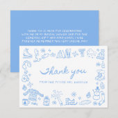 Whimsische Winter Handgetekende Bruidsdouche Bedankkaart (Voorkant / Achterkant)