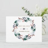 Whimsische Winter Heilige Bessen Krans Save The Da Date (Staand voorkant)