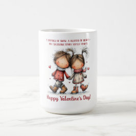 Whimsische Winter Valentijnskinderen Illustratie Koffiemok