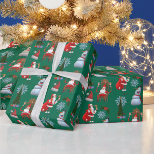 Whimsische winterboom met Sinterklaas en sneeuwman Cadeaupapier