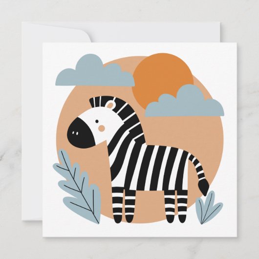Whimsische zebra Scandinavische invloeden Notitiekaartje (Voorkant)