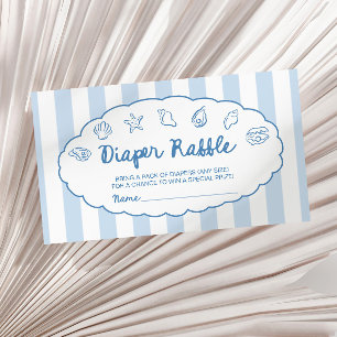 Whimsische Zeeschelp Baby Shower Luier Raffle  Informatiekaartje