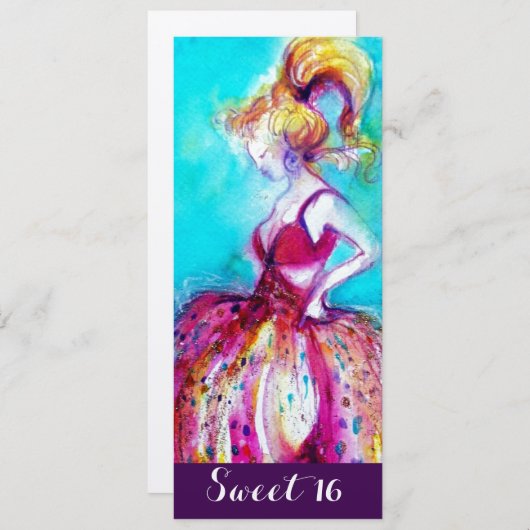 WHIMSISE JONG VOLWASSEN MEISJE ZESTIENDE VERJAARDA KAART (Voorkant / Achterkant)