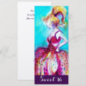 WHIMSISE JONG VOLWASSEN MEISJE ZOETE 16DE VERJAARD KAART (Voorkant / Achterkant)