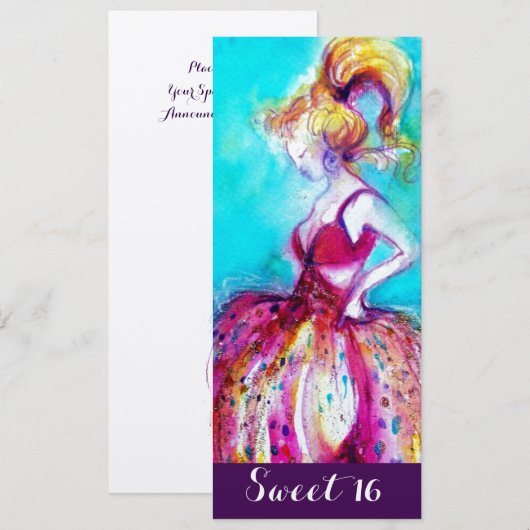 WHIMSISE JONG VOLWASSEN MEISJE ZOETE 16DE VERJAARD KAART (Voorkant / Achterkant)