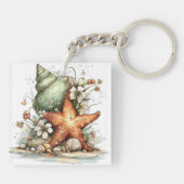 WHIMSISE RODE & GROENE ZOMERTHEMA SCHELPEN SLEUTELHANGER (Achterkant)