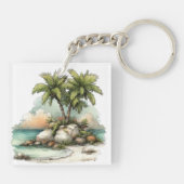 WHIMSISE ZOMER ZANDSTRAND SCÈNE SLEUTELHANGER (Achterkant)