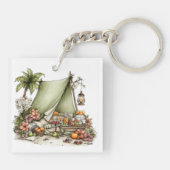 WHIMSISE ZOMER ZANDSTRAND SCÈNE SLEUTELHANGER (Achterkant)