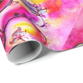 WHIMSISECHE BLOEMEN fuchsia roze geel Cadeaupapier (Rol Hoek)