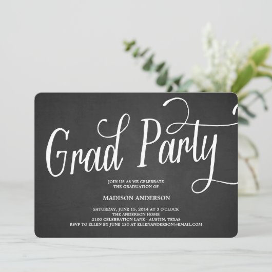 Whimsy Afstudeerder Party | Uitnodiging tot Afstud (Staand voorkant)