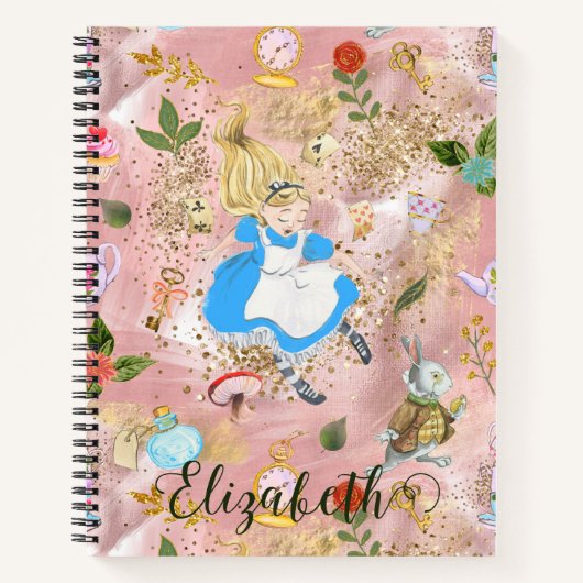 Whimsy Alice's avonturen in Wonderland Glitter Notitieboek (Voorkant)