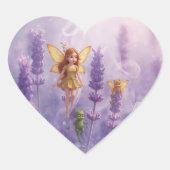 Whimsy Among the Purple Blooms Hart Sticker (Voorkant)