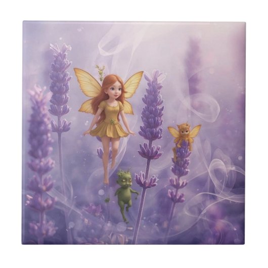 Whimsy Among the Purple Blooms Tegeltje (Voorkant)