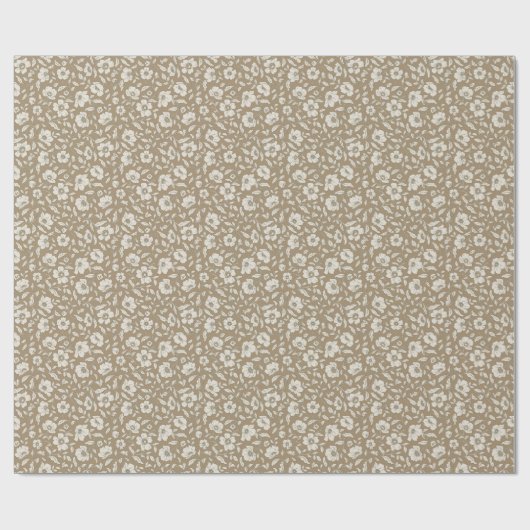 Whimsy Anemones Brown Wrapping Paper Cadeaupapier (Vlak)