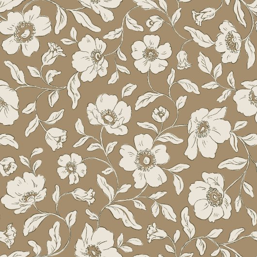 Whimsy Anemones Brown Wrapping Paper Cadeaupapier