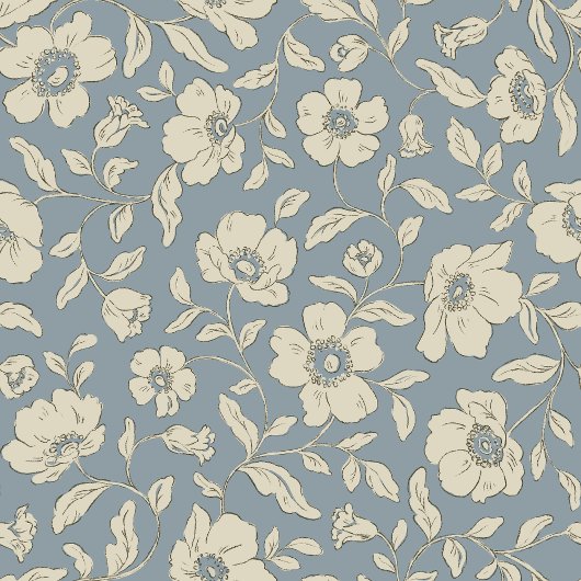 Whimsy Anemones Dusty Blue Wrapping Paper Cadeaupapier