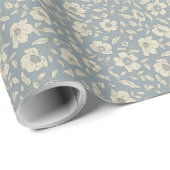 Whimsy Anemones Dusty Blue Wrapping Paper Cadeaupapier (Rol Hoek)