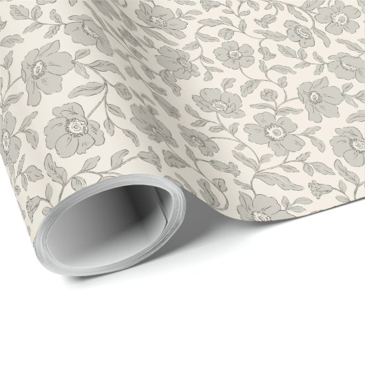 Whimsy Anemones Soft Grey Wrapping Paper Cadeaupapier (Rol Hoek)