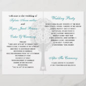 whimsy aqua lovebird folded Wedding Programme (Achterkant)