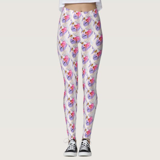 Whimsy ballerina ballet zwanen kunst leggings (Voorkant)